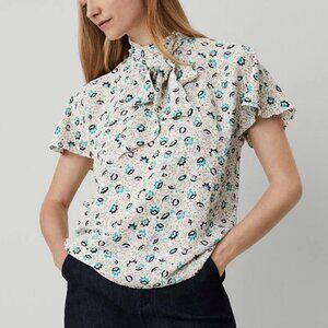 Ann Taylor Floral Print Short Sleeve Blouse | Size M